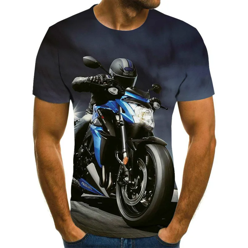 

Cool racing graphics-men's motorcycle 3D printed T-shirt, fashionable casual punk T-shirt and plus size streetwear new in 2021