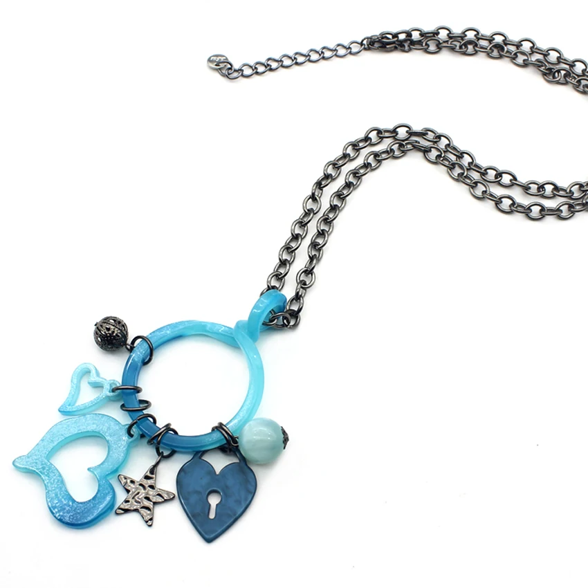 Индивидуальные модные ожерелья из черной веревки с подвесками в виде сердца и