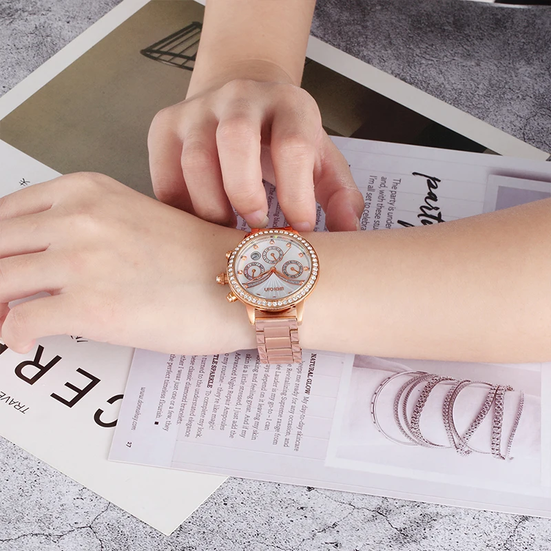 

WEIQIN Elegant Luxury Rhinestone Bracelet Ladies Watch for Women Quartz Watches Wathes W4789SS