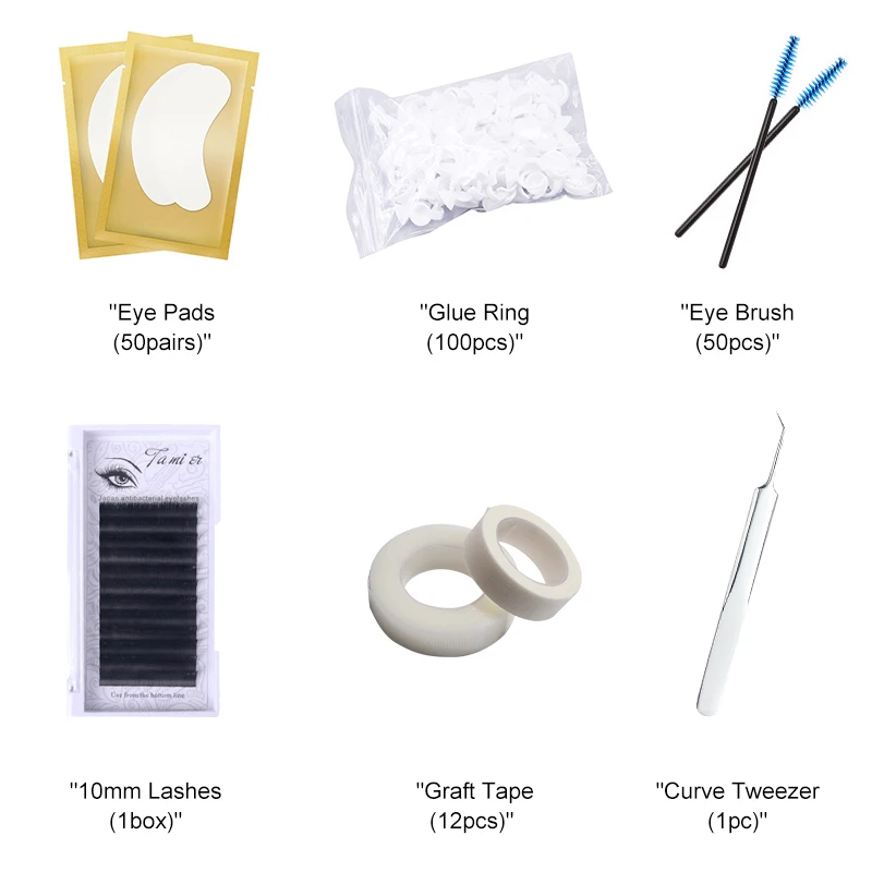 214pcs Professional False Eyelashes Extension Makeup Tools Grafting Lashes Under Eye Pads Glue Ring Tweezers Brush Tipe Kits |