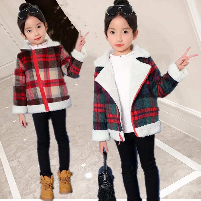 Импортные товары шерстяное пальто для девочек с узором &quotгусиная лапка&quot