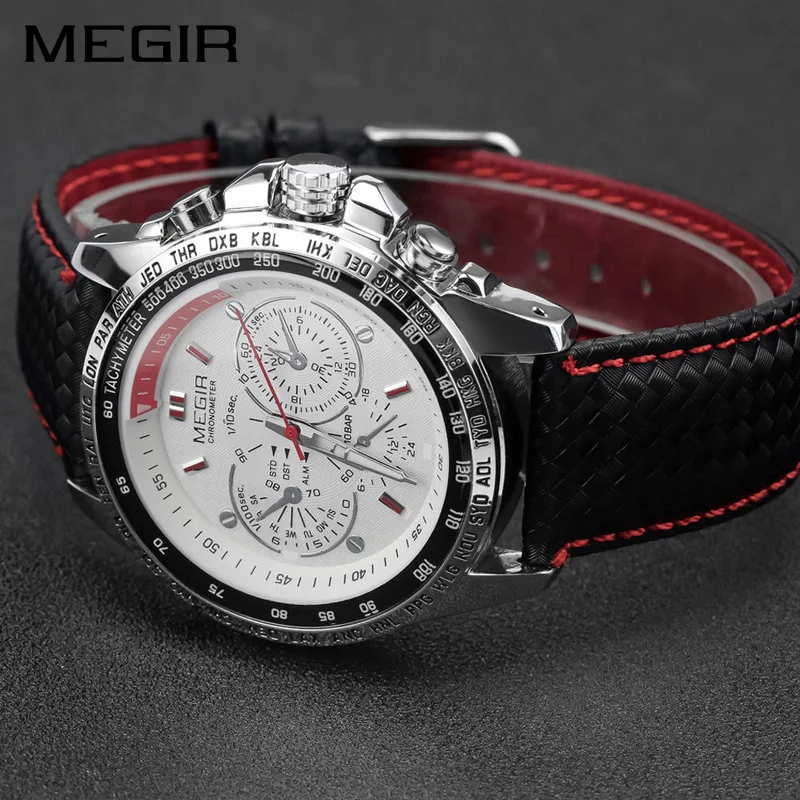 Часы MEGIR Мужские кварцевые брендовые Роскошные модные повседневные светящиеся