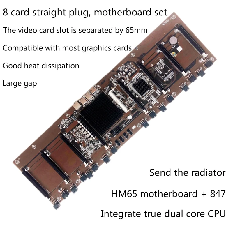 

HM65 Direct Insertion Eight Card Slot BTC Solid State Capacitor B250 B85 Multi Card Motherboard Support 1600 1333 1066