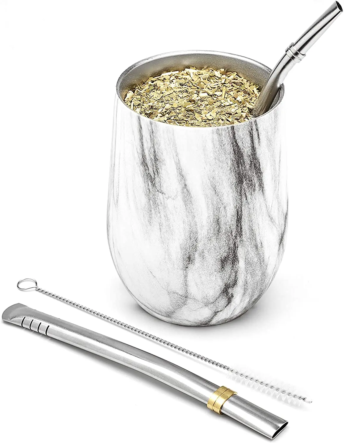 Современный набор Mate Cup and Bombilla (Yerba Cup) Yerba из нержавеющей стали 18/8 с двойными