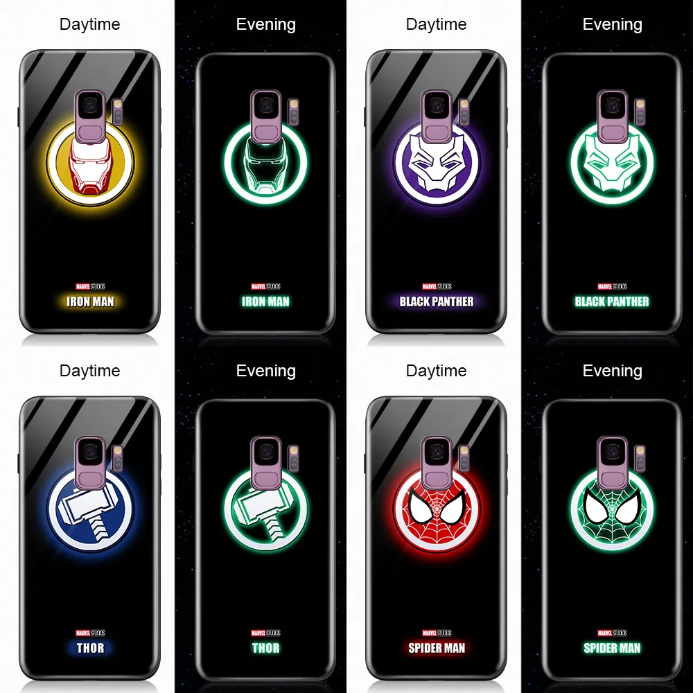 Чехол для Samsung Galaxy Note 20 Ultra светящийся чехол из закаленного стекла с логотипом Marvel
