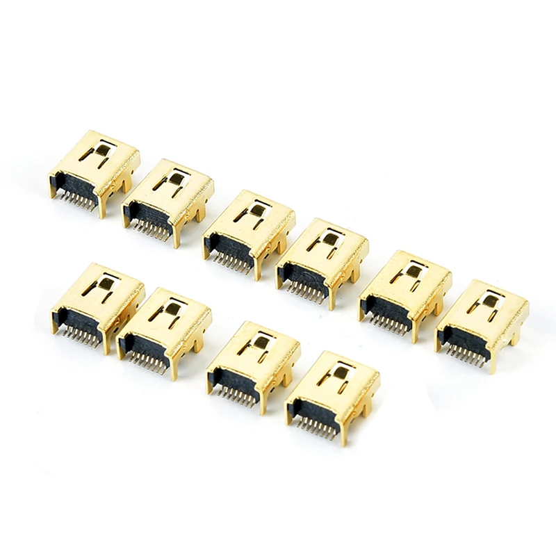 10 шт. Mini USB 8 Pin женский разъем Стандарт Pcb для сварки Женский Разъем P Позолоченный |
