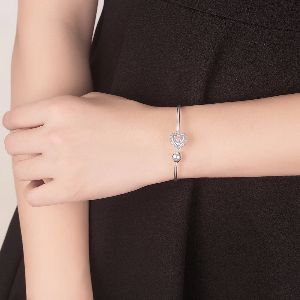 Женский браслет из серебра 100% пробы с фианитами|Гибкие и жесткие браслеты| |