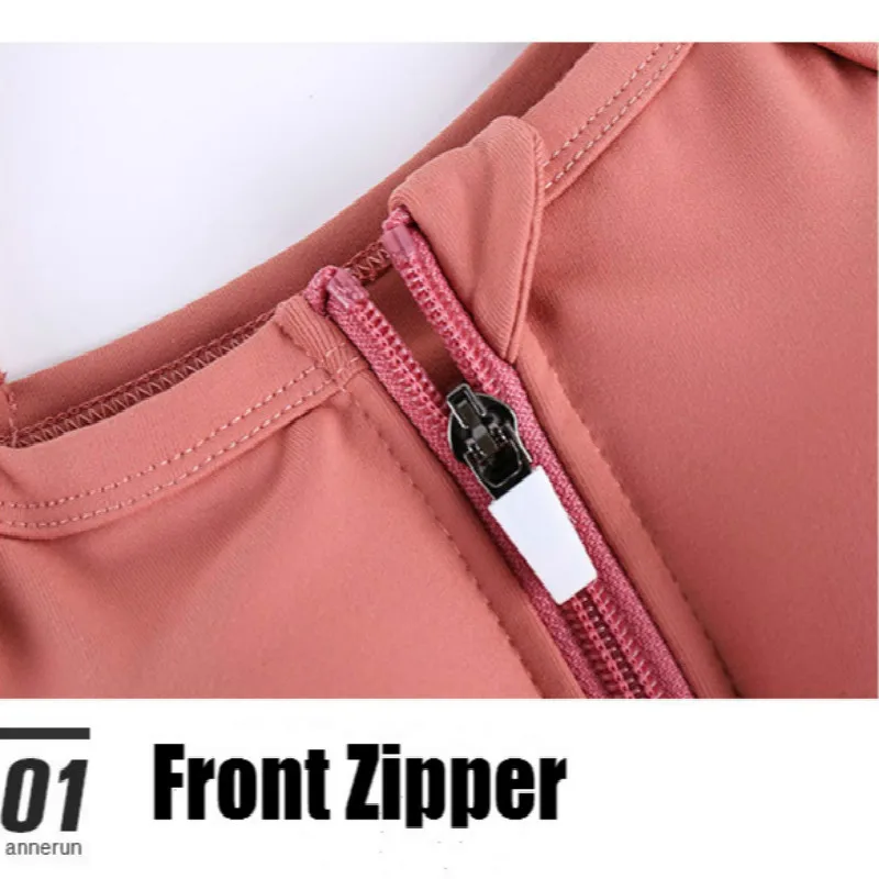 Women Zipper Push Up Sports Bra Plus Size Professional Quick Dry Padded Shockproof Gym Fitness Running Yoga Sport Brassiere Tops