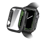 Крутой чехол из углеродного волокна для Apple Watch Series 7 6 5 4 3 2, жесткий армированный чехол из поликарбоната для iWatch 38 мм 40 мм 41 мм 45 мм