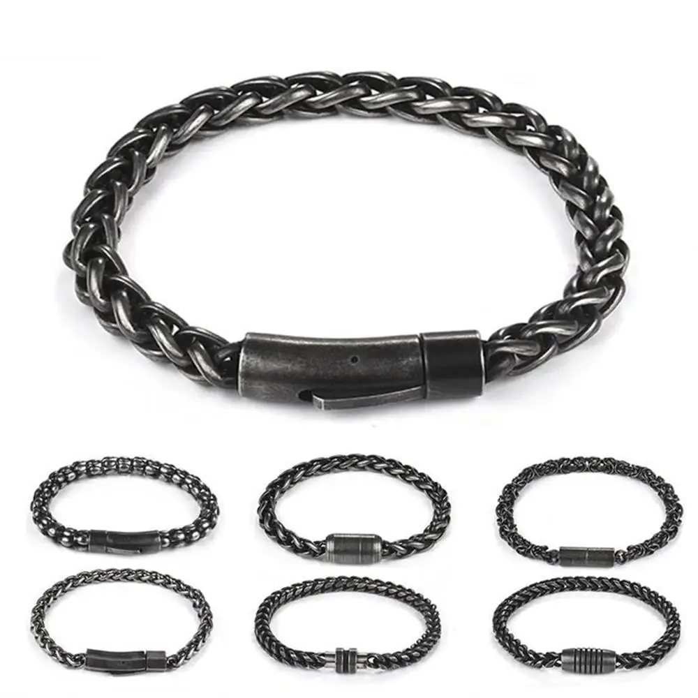 316L браслет из нержавеющей стали для мужчин Винтажный серебряный на запястье