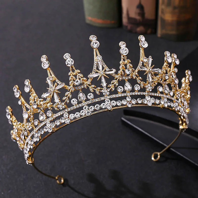 

Gold/Silver Color Rhinestone Tiaras and Crowns Headbands for Women Wedding Hair Accessories Baroque Crown for Girls FORSEVEN