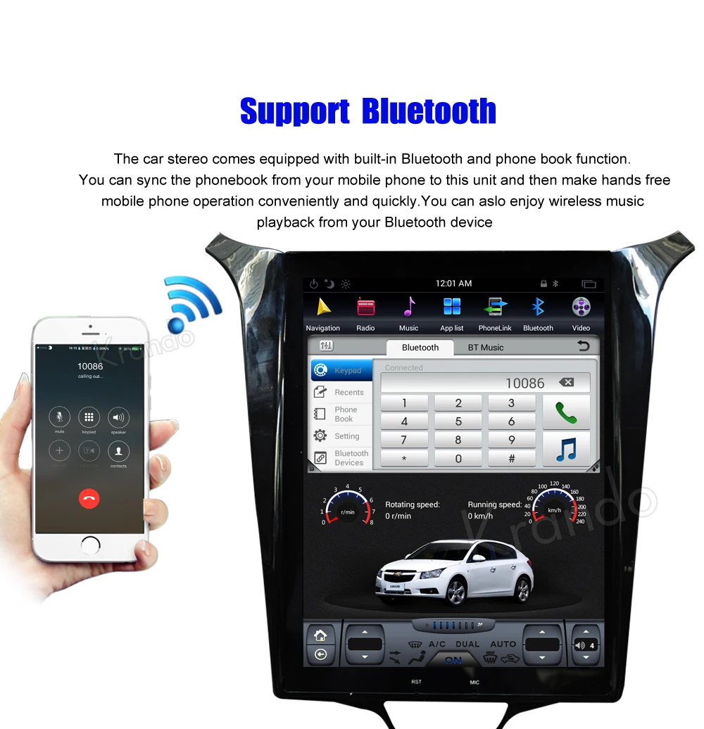 

Krando Android 8.1 10.4" verticial screen car navigation system for Chevrolet Cruze 2015-2017 gps navigation player car monitor