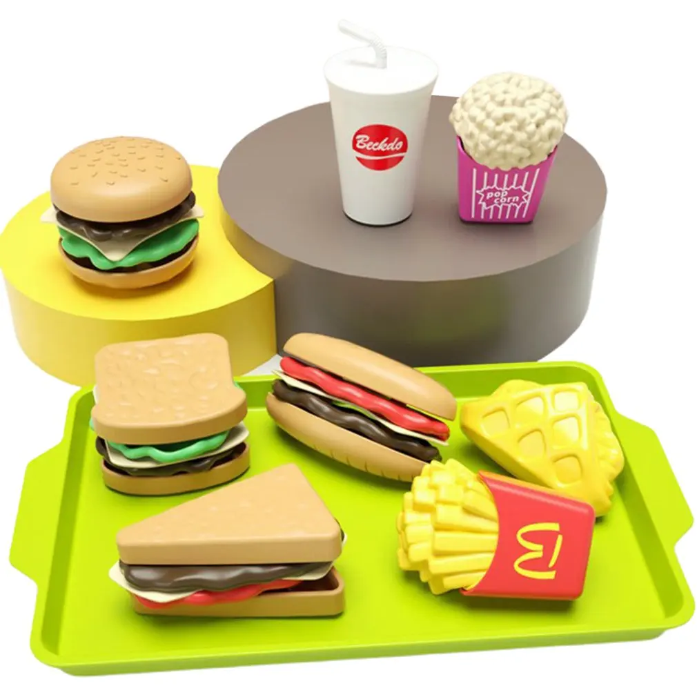 

Children's Play House Toys Detachable Simulation Hamburger Bread French Fries Western Food Puzzle Set