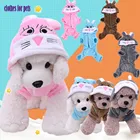 Одежда для маленьких собак четырехногая плюшевая одежда с вышивкой ушки кролика зимняя одежда для собак с капюшоном домашняя одежда