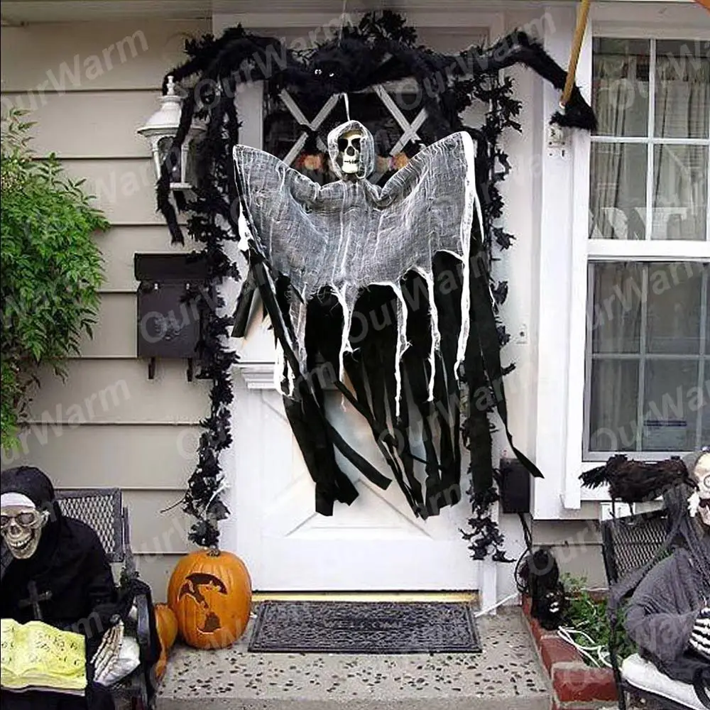 OurWarm черно белая фотография подвесная дома жуткий скелет реквизит на Хэллоуин