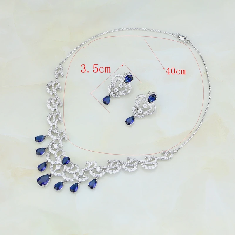 Комплект из колье и серёг с фианитом|necklace set|pendant necklace setjewelry wedding |