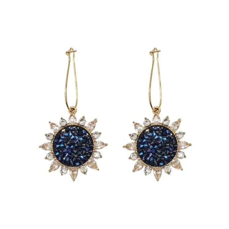 Новинка 2019 женские серьги с кристаллами и подсолнухами из Swarovski милые длинные