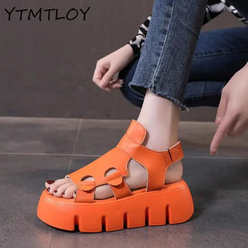 Новинка лета 2021 женские сандалии на толстой подошве 5 см летняя обувь и тапочки с