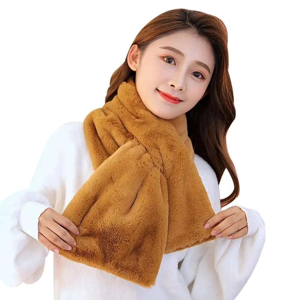 Женский зимний плотный плюшевый шарф из искусственного кроличьего меха