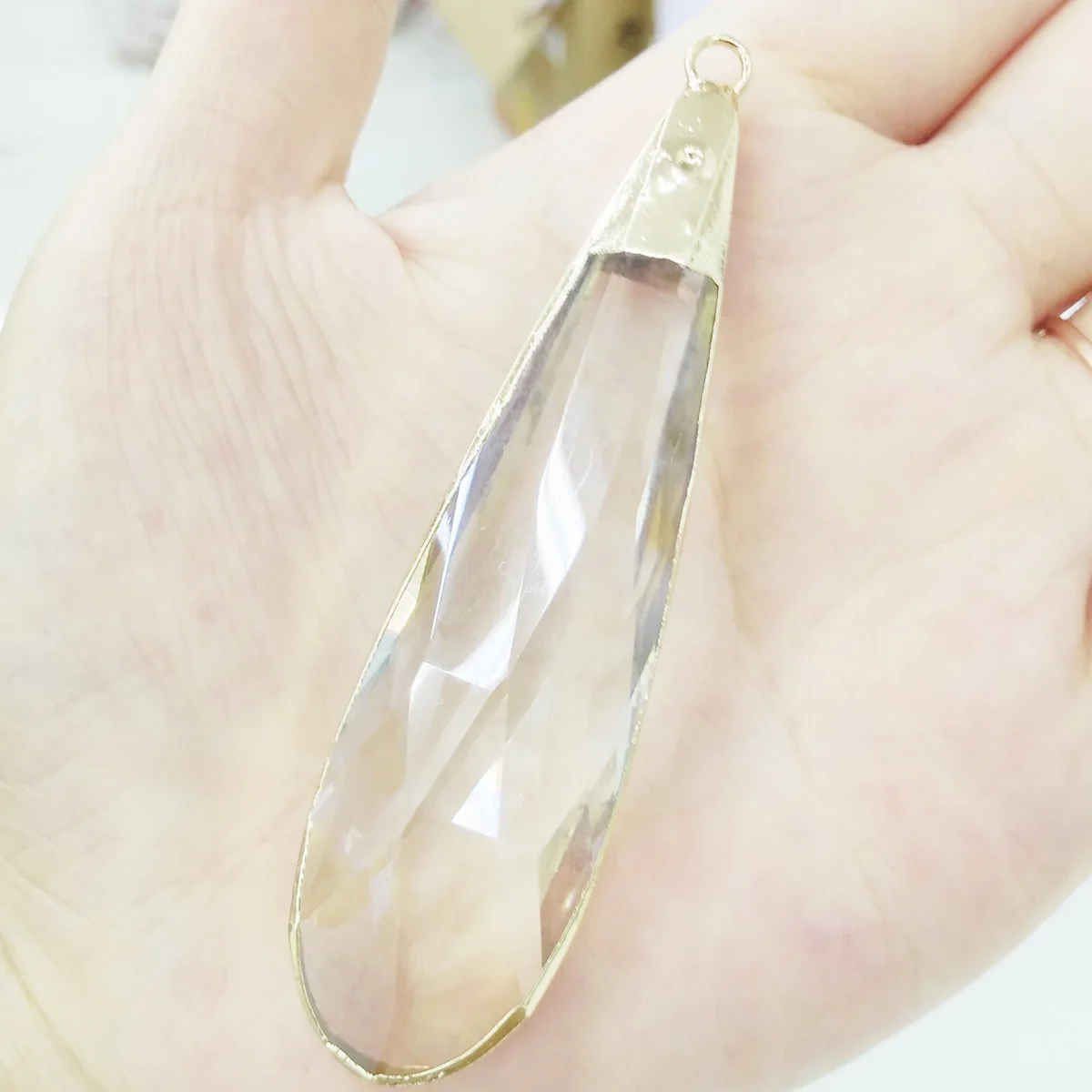 

Drop-shaped Cut Clear Quartzs Pendant Necklace Reiki Healing Natural Stone Amulet DIY Jewelry Natural Stone Charms Size 20x80mm