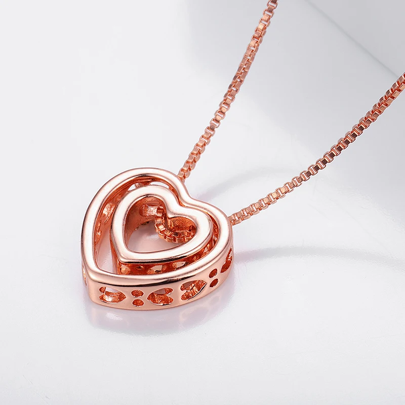 

Charm Crystal Double Heart Pendant Necklace Trendy Rhinestone Choker Necklace Women Wedding Jewelry Party Accessories