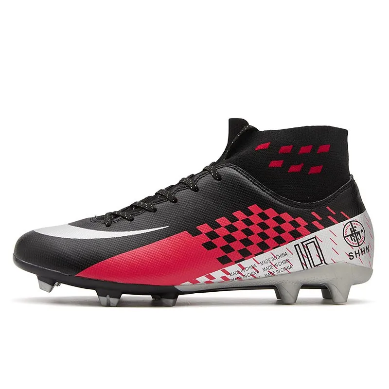 Men Football Boots Cleats Boots Long Spikes TF Spikes High Top Sneakers Soft Indoor Turf Futsal soccer Shoes Chuteira Futebol