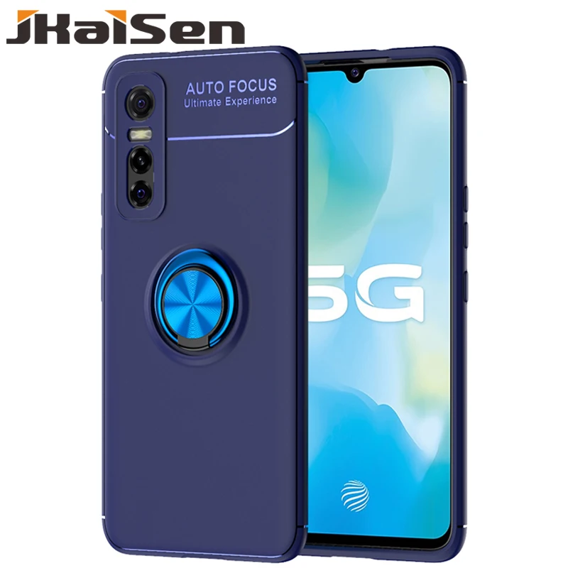 

JKaiSen Shockproof Ring Phone Case For VIVO IQOO Neo5 Magnetic Car Holder Soft TPU Protective Cover For VIVO IQOO Z3 5G Y72 5G