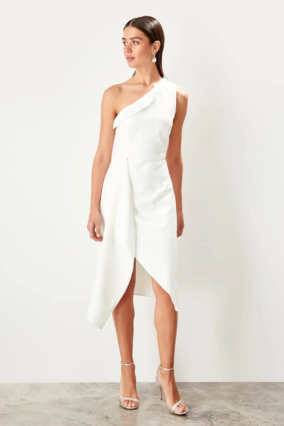 Trendyol Raw White Collar Detail Dress TPRSS19FZ0309 | Женская одежда