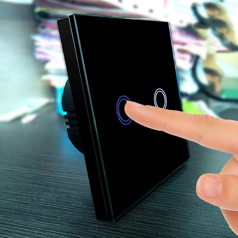 Настенный сенсорный выключатель 220 В розетка для ЕС/Великобритании и ЕС Двойные