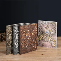 vintage thick leather carving phoenix notebook cute sketchbook paper weekly planner book school supplies 016056