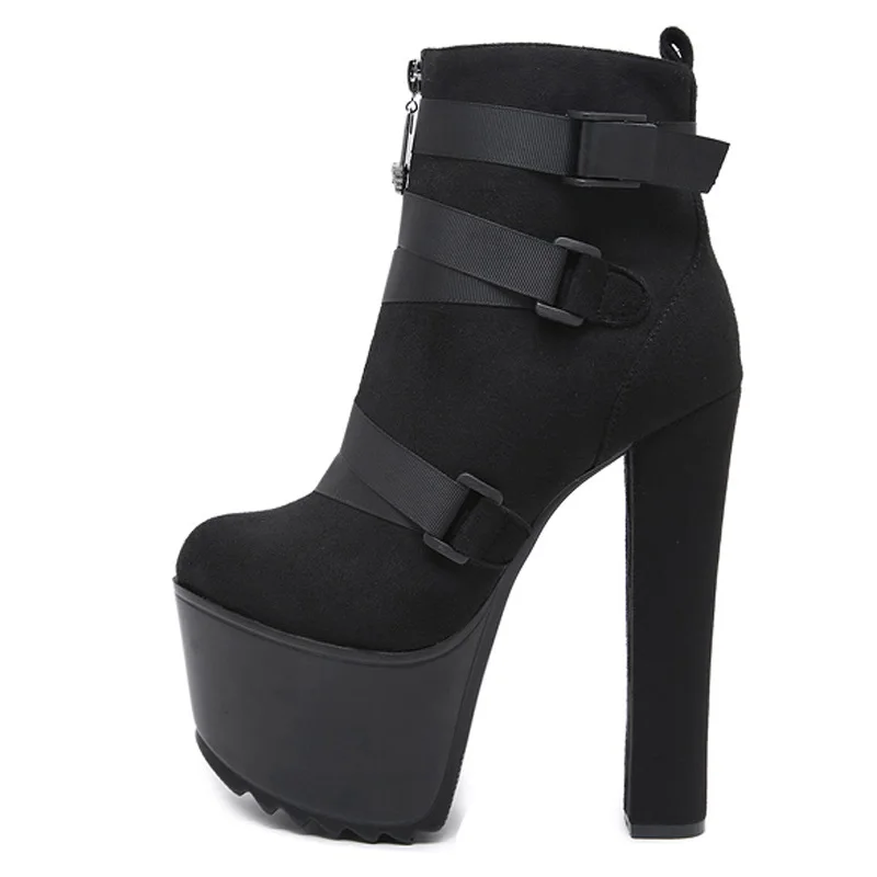 Новинка Модные Демисезонные ботильоны на платформе Женские ботинки и толстом