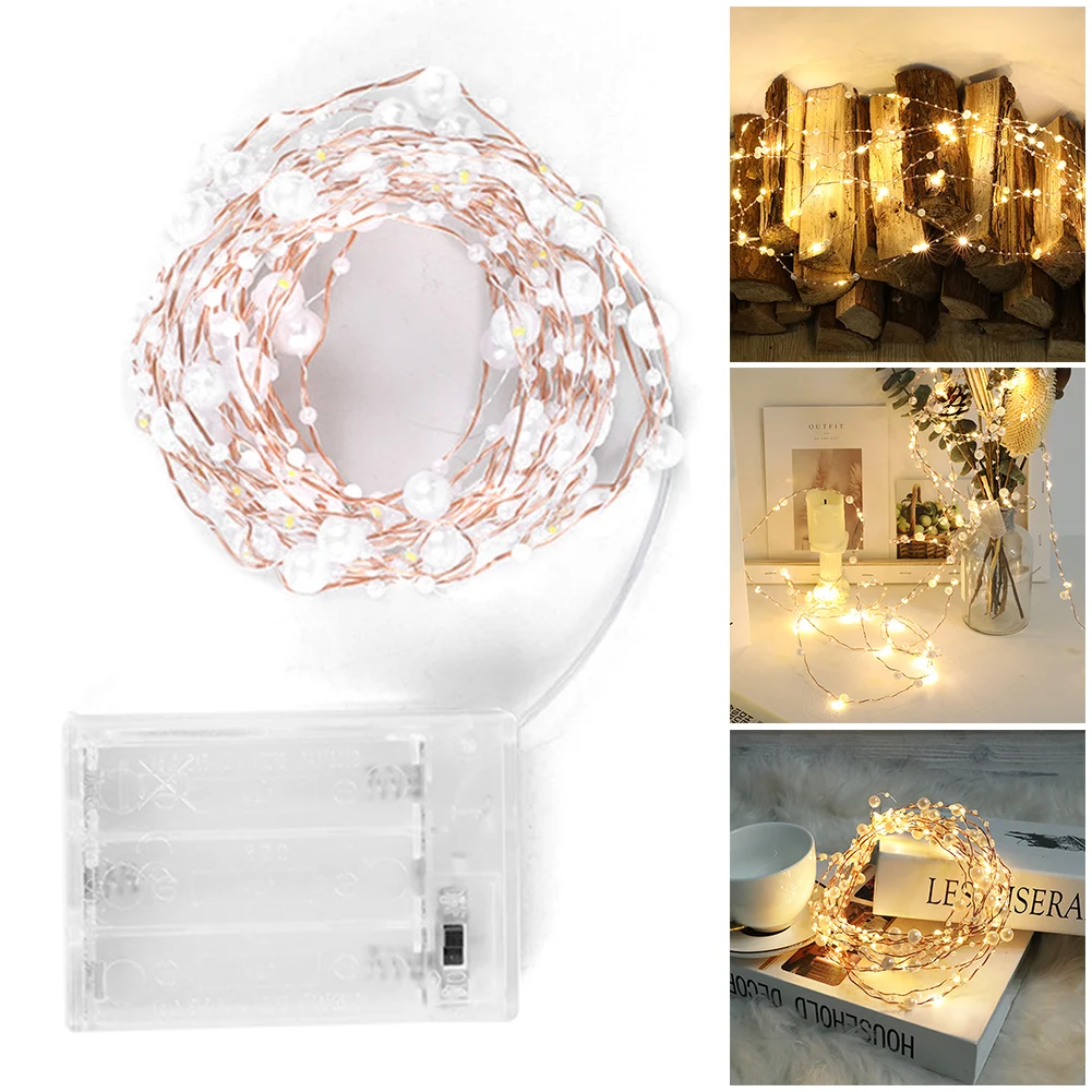 

LED Copper Wire Lamp Beads Lighting String Vase Book Desktop Decoration String Lights Xmas Home Room Courtyard Decor