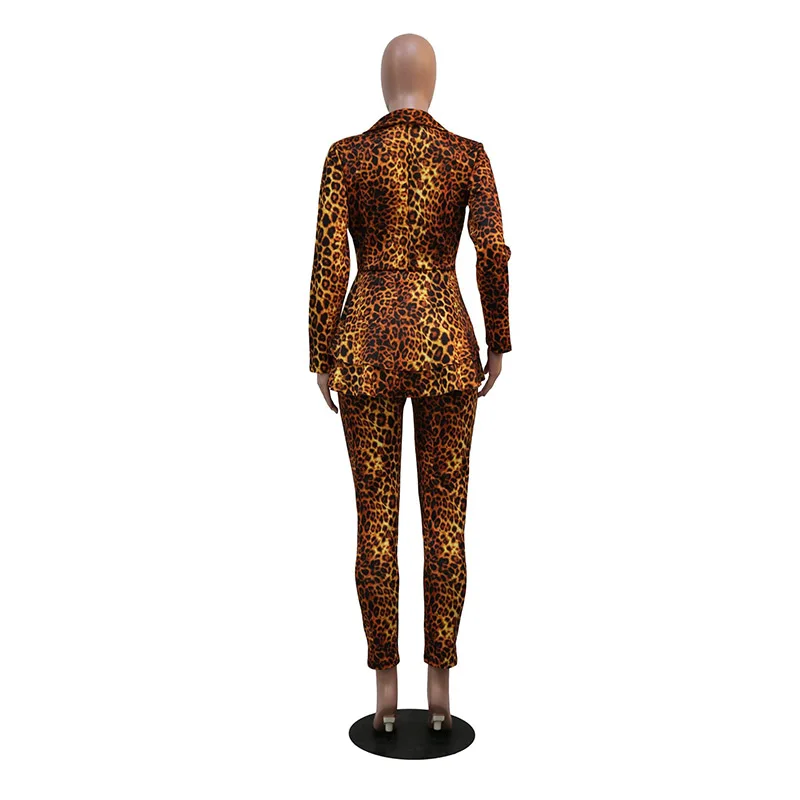 Весна 2020 Модный женский комплект из двух предметов с леопардовым принтом пальто +
