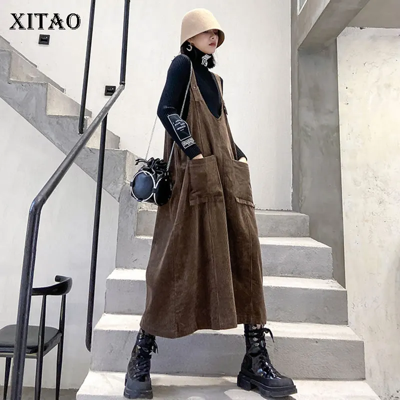 XITAO винтажное платье без бретелек модное новинка с открытой спиной