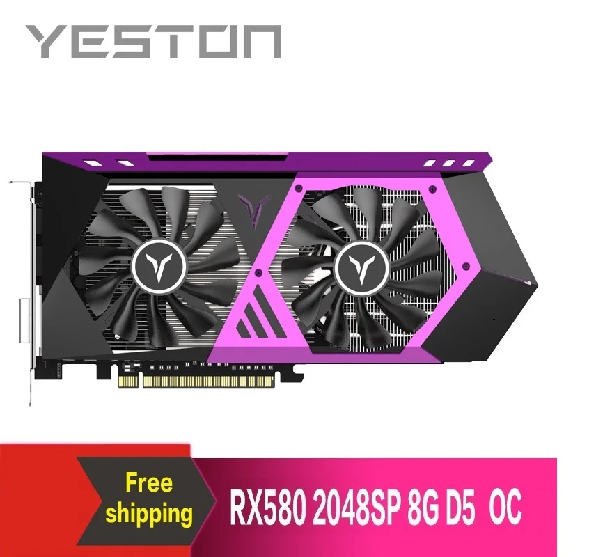 Yeston Radeon RX580 2048SP 8G OC GDDR5 256bit PCI Express x16 3 0 Видео игровой видеокарты DVI + HDMI * DP для