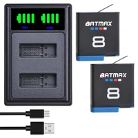 batmax for go pro hero 8 gopro 8 li ion battery led usb dual charger with type c port for gopro hero 8 gopro 9 action camera