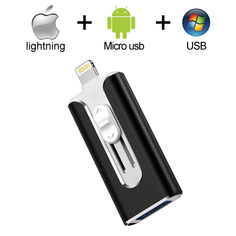 OTG USB флешка 64 Гб USB 3,0 для iPhone/iPad/IOS/Android/PC 128 ГБ 256 ГБ 32 ГБ 16 ГБ 8 ГБ металлический Флешка флеш-накопитель USB 3,0