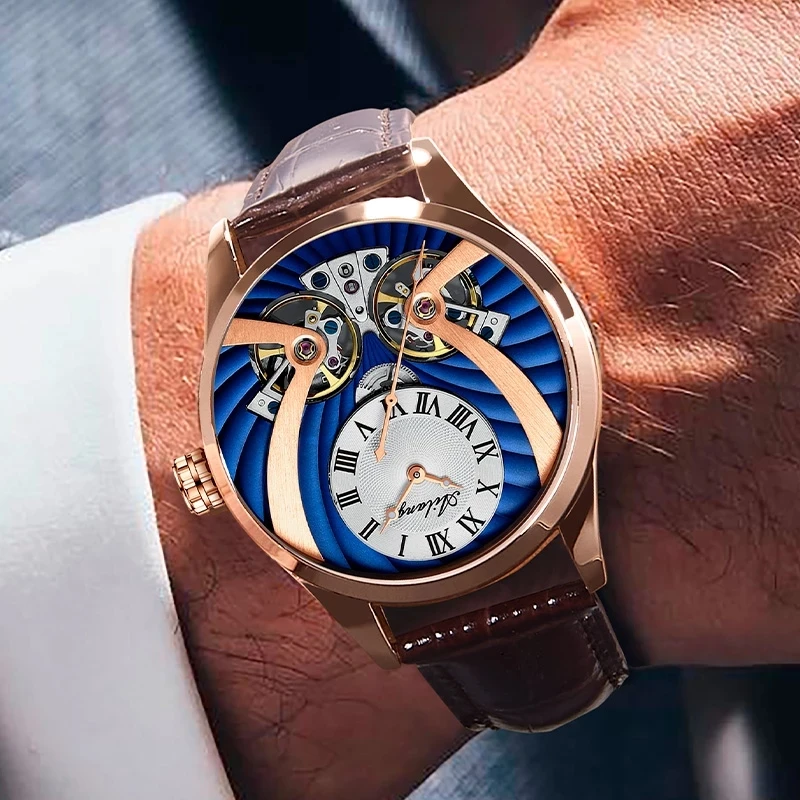 

AILANG 2021 New Men's Watch Fashion Trend Sports Watch Stainless Steel Double Tourbillon Luminous Casual Fashion Watch 8821