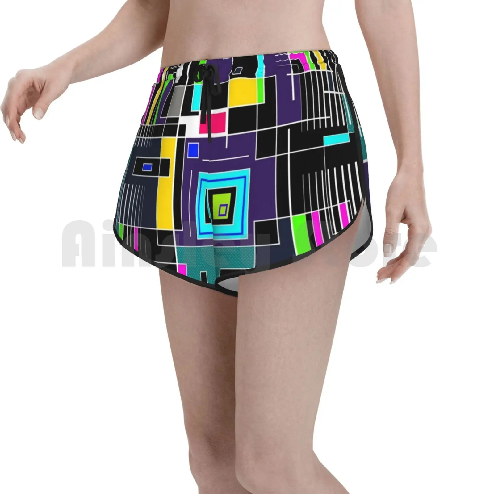 

Fractured Tendencies Swim Shorts 673 Beach Shorts Blue White Lines Green