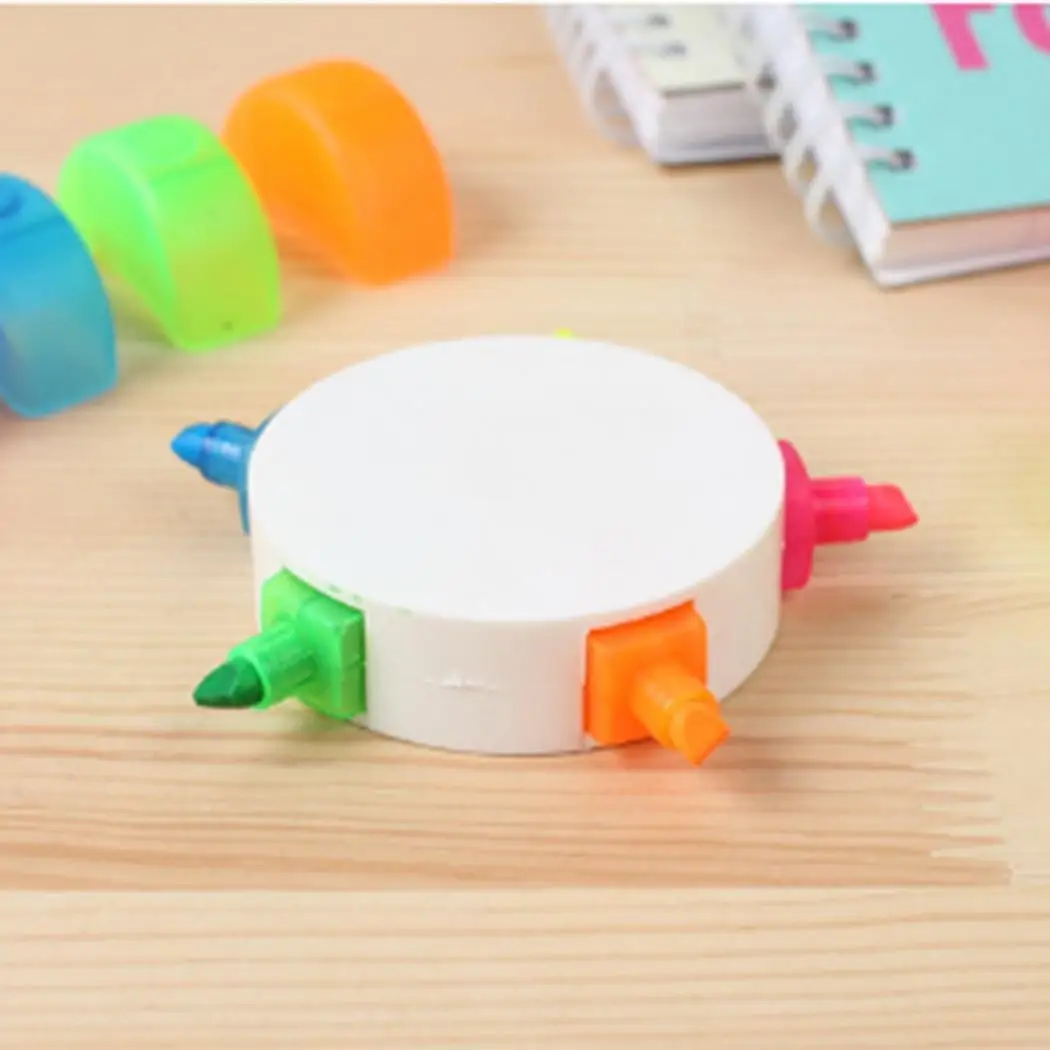 Кисть ручка 5 цветной выделитель текста маркерная канцелярская форма цветка