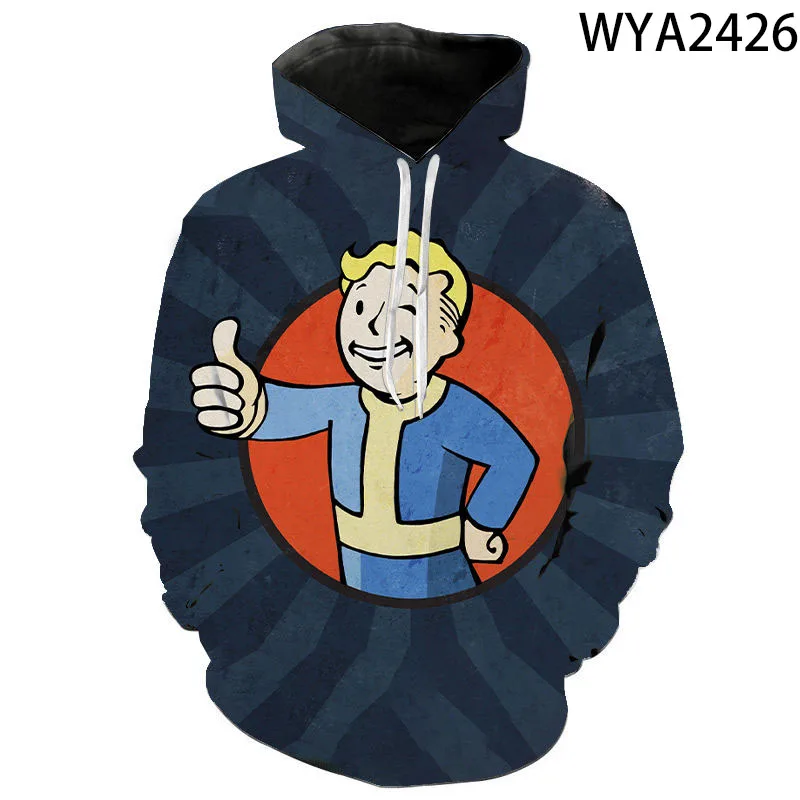 Толстовка для мальчиков и девочек с 3D принтом Games Fallout Модные свитшоты длинными