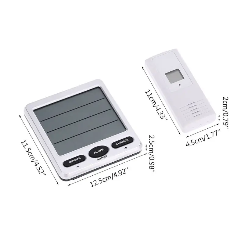 

4-channel Indoor Outdoor Digital Thermometer with 3 Wireless Sensors Min/Max Humidity / Alarm Fuction Home Office Use