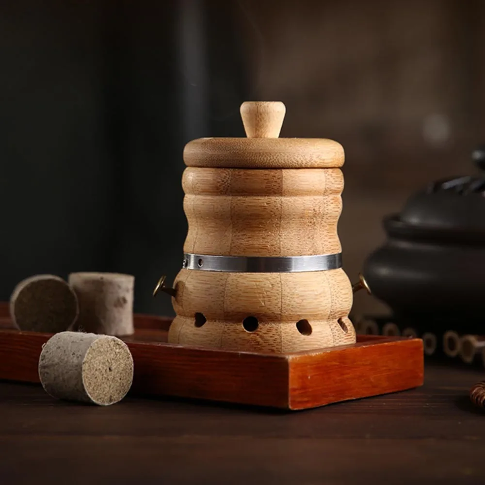

1 Set of Portable Moxibustion Box Bamboo Body Moxa Device Moxa Burning Tool