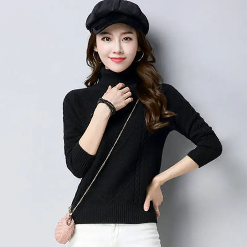 

Warm Turtleneck Sweater Plus Size Winter Clothes Women Casual Loose Pullover Sweater Thick Long Sleeved Cashmere Sweater