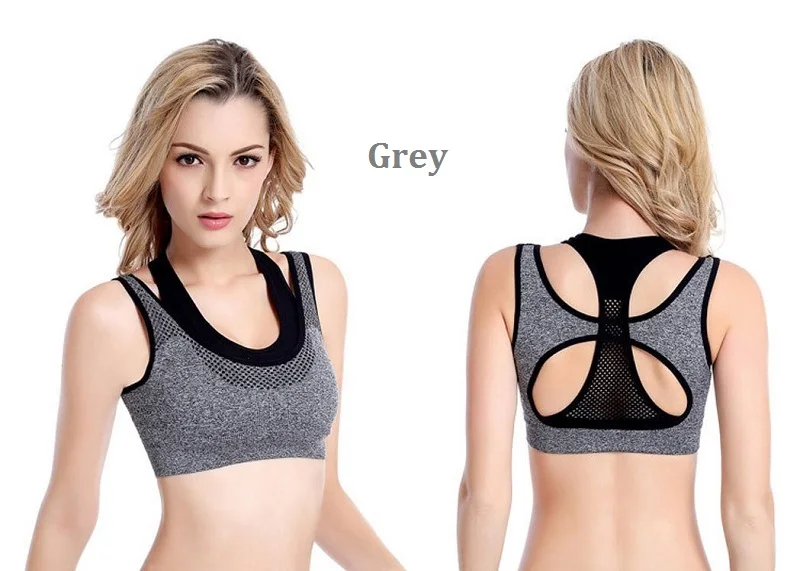 fashion grey SEXYWG спортивный бюстгальтер, топы для йоги, противоударный поддельный спортивный жилет из двух частей, майка для бега, фитнеса, тренажерного зала, нижнее белье, Укороченный бюстгальтер пуш-ап - Цвет: fashion grey