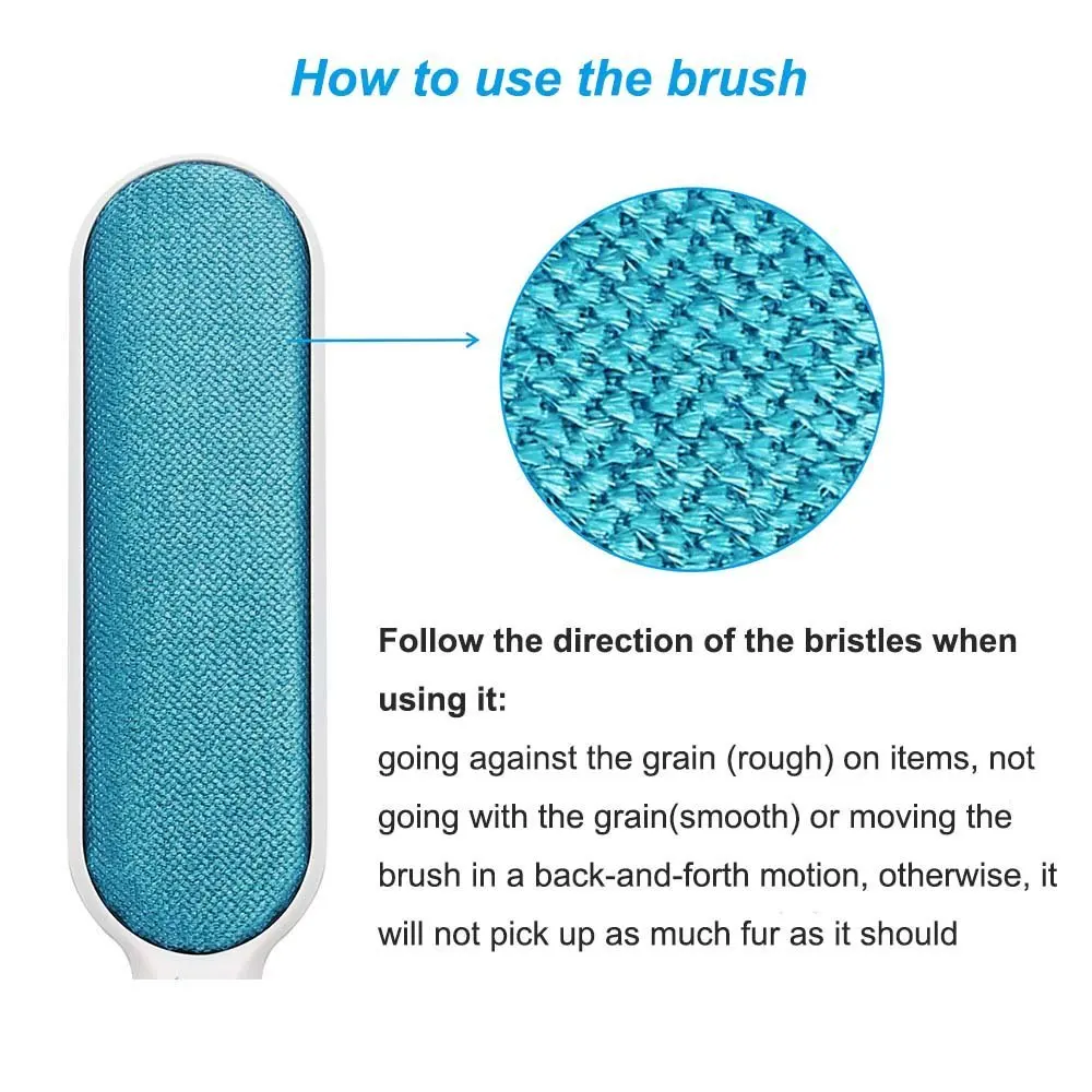 

Portable Pet Dog Cat Hair Brush Reusable Double-sided Hair Removal Brush Dust Removal Sofa Clothes Cleaning Flannel Brush