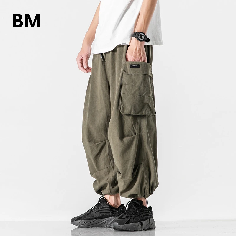 

Japanese Big Pocket Cargo Pants Male Loose Fashion Joggers Men Streetwear Hip Hop Wide Leg Army Pants Ulzzang Korean Trousers