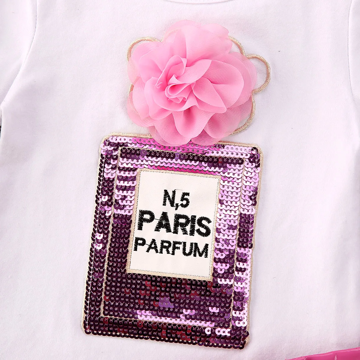 Футболка и кожаная юбка для маленьких девочек с 3D духами цветами летний наряд из 2