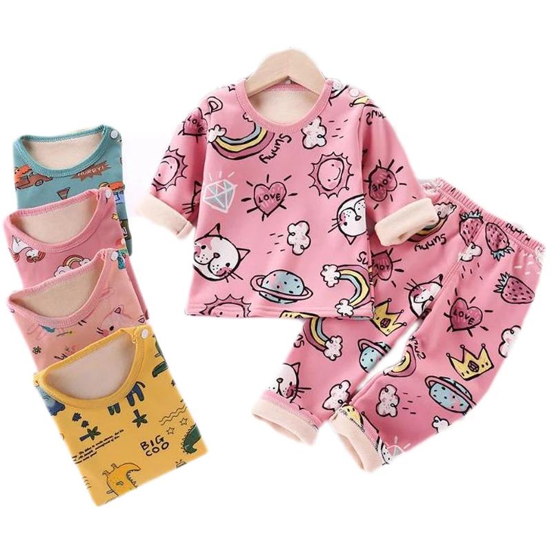 Новое термобелье для мальчиков и девочек осенне зимняя бархатная Рождественская