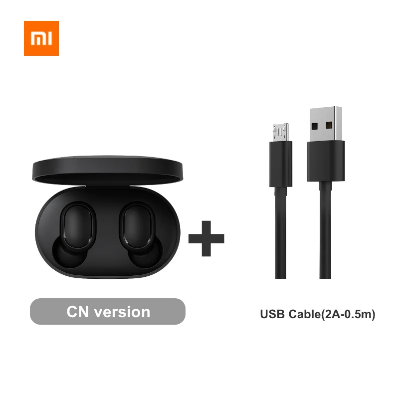 Xiaomi Redmi Airdots Xiaomi беспроводные наушники Голосовое управление Bluetooth 5,0 шумоподавление управление - Цвет: CN add cable